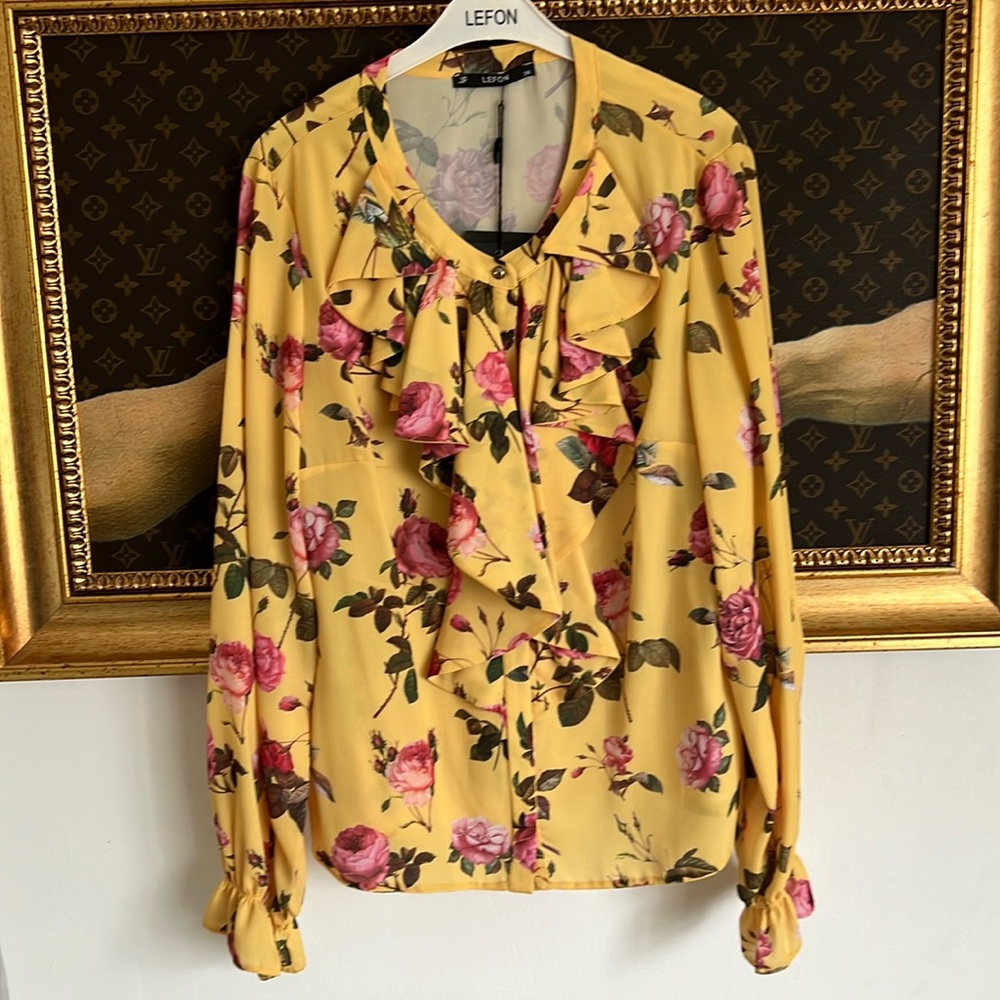 Yellow floral blouse